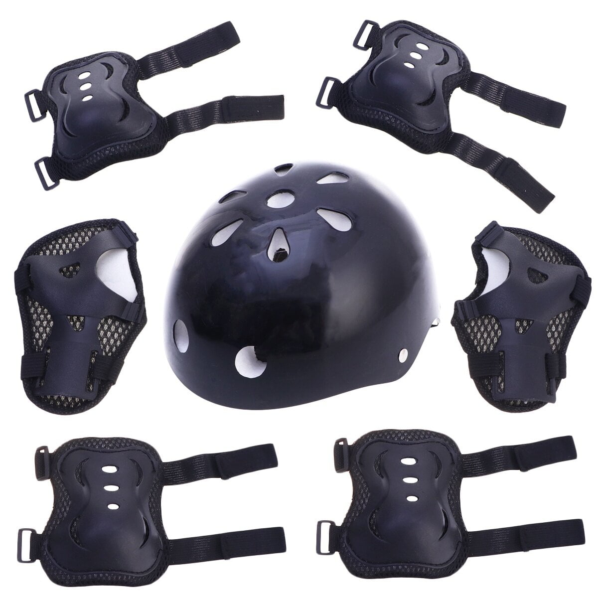 MOVTOTOP 1 Set Riding Helmet Outdoor Protector Cycling Skateboard Protective Gear Knee Pad Black