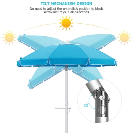 1PC Flower Design Beach Umbrella UV Protection with Aluminum Pole Portable Wind Beach Umbrella Adjustable Sand Umbrella