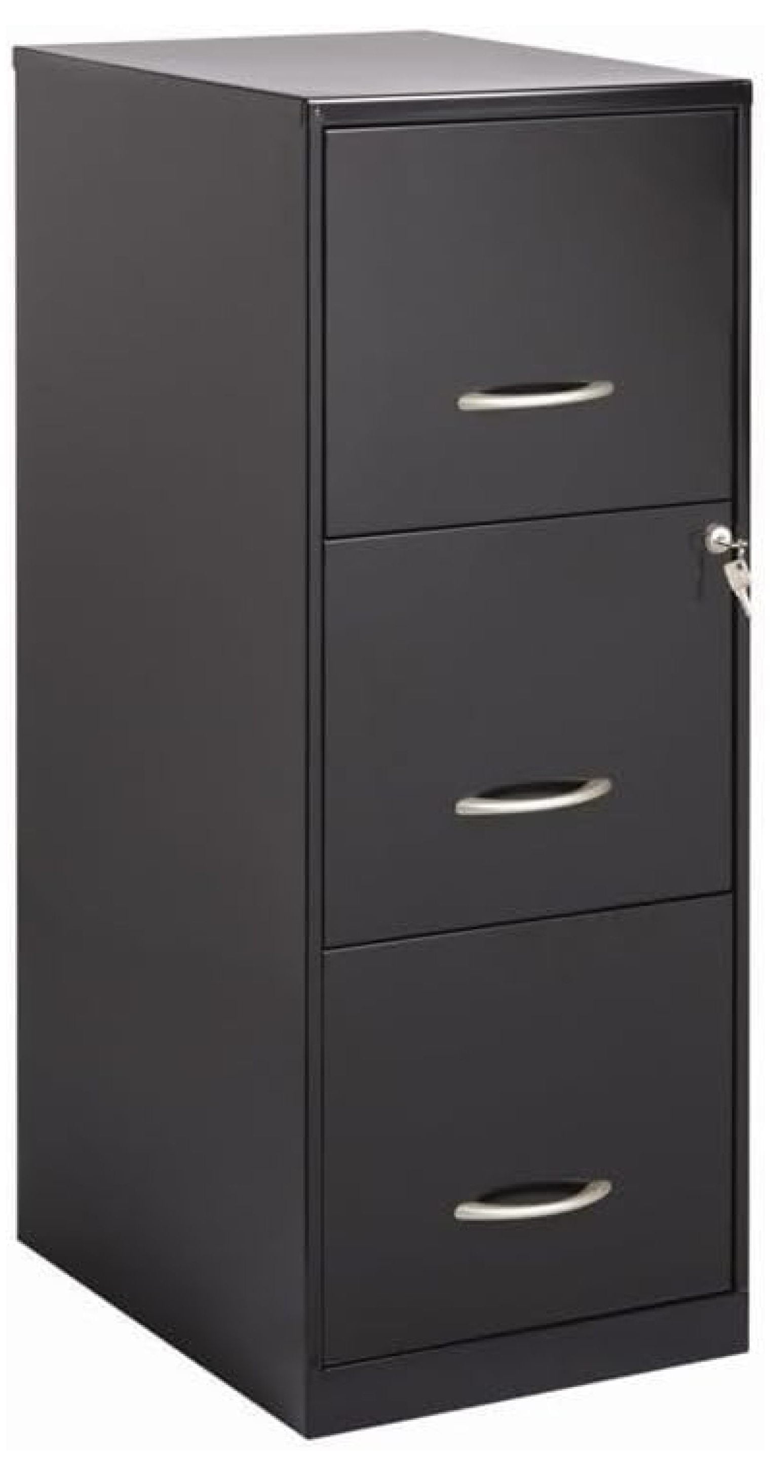 MOWENTA 3 Drawers Modern Metal Vertical File with Lock in Black, Filing Office