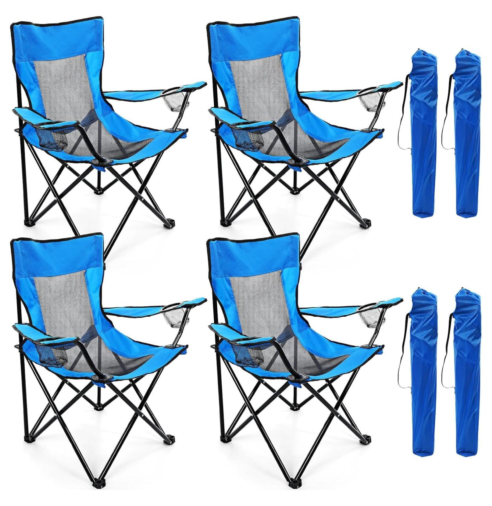MOWENTA 4 Pack Folding Camping Chairs with Carrying Bag Cup Holder ...