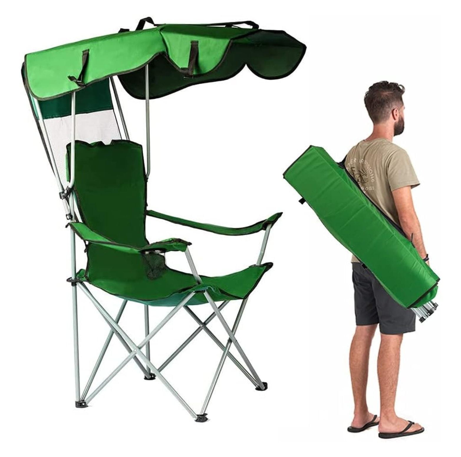 MOWENTA Camp Chairs with Shade Canopy Chair Folding Camping Recliner ...