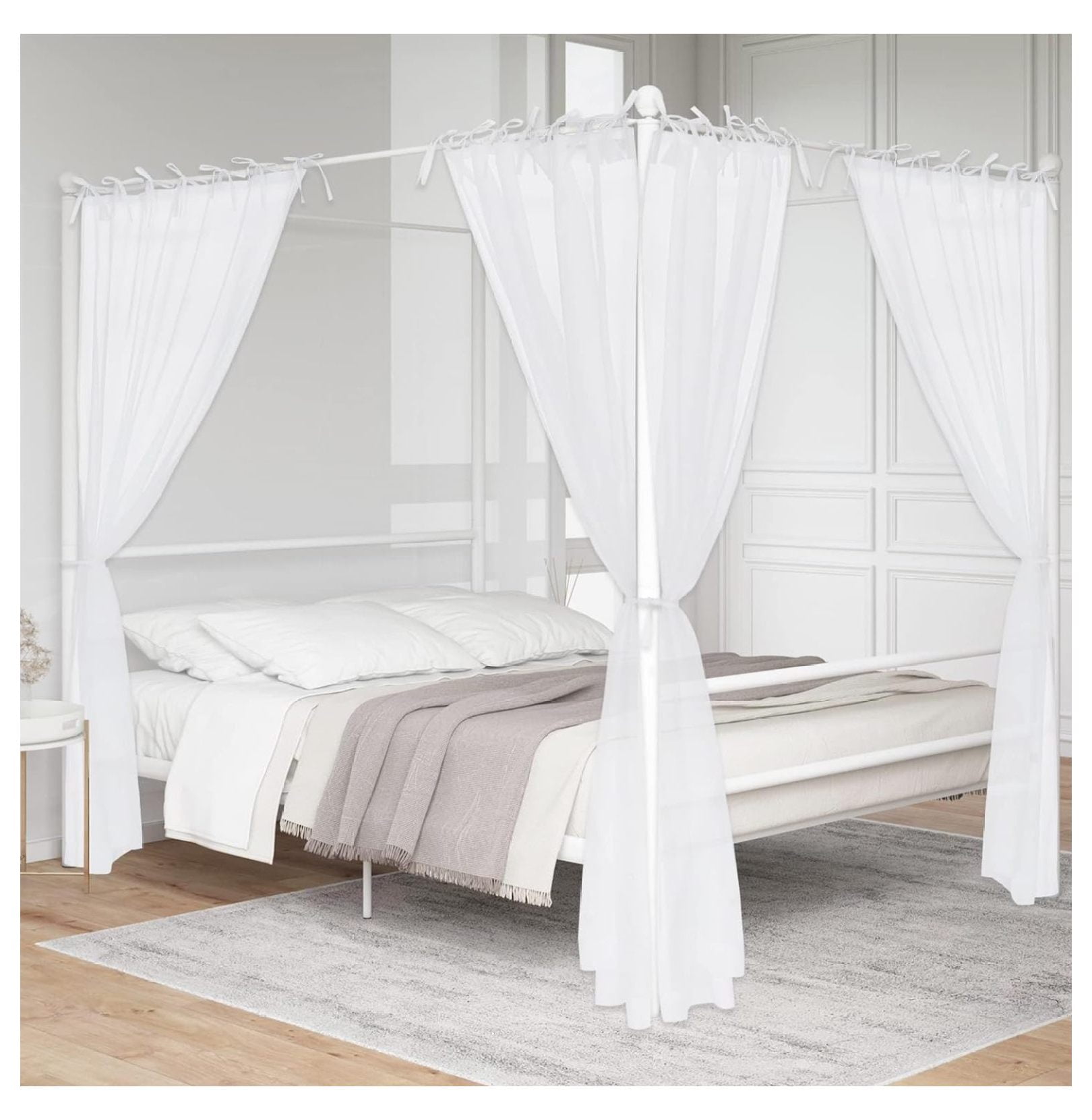 MOWENTA Canopy Bed Sheer Curtains for Queen/King//Full Size, 8 Panels