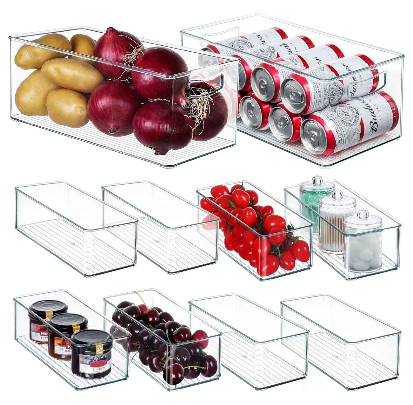 MOWENTA Straight Sided Storage Bins Stackable Plastic Containers for