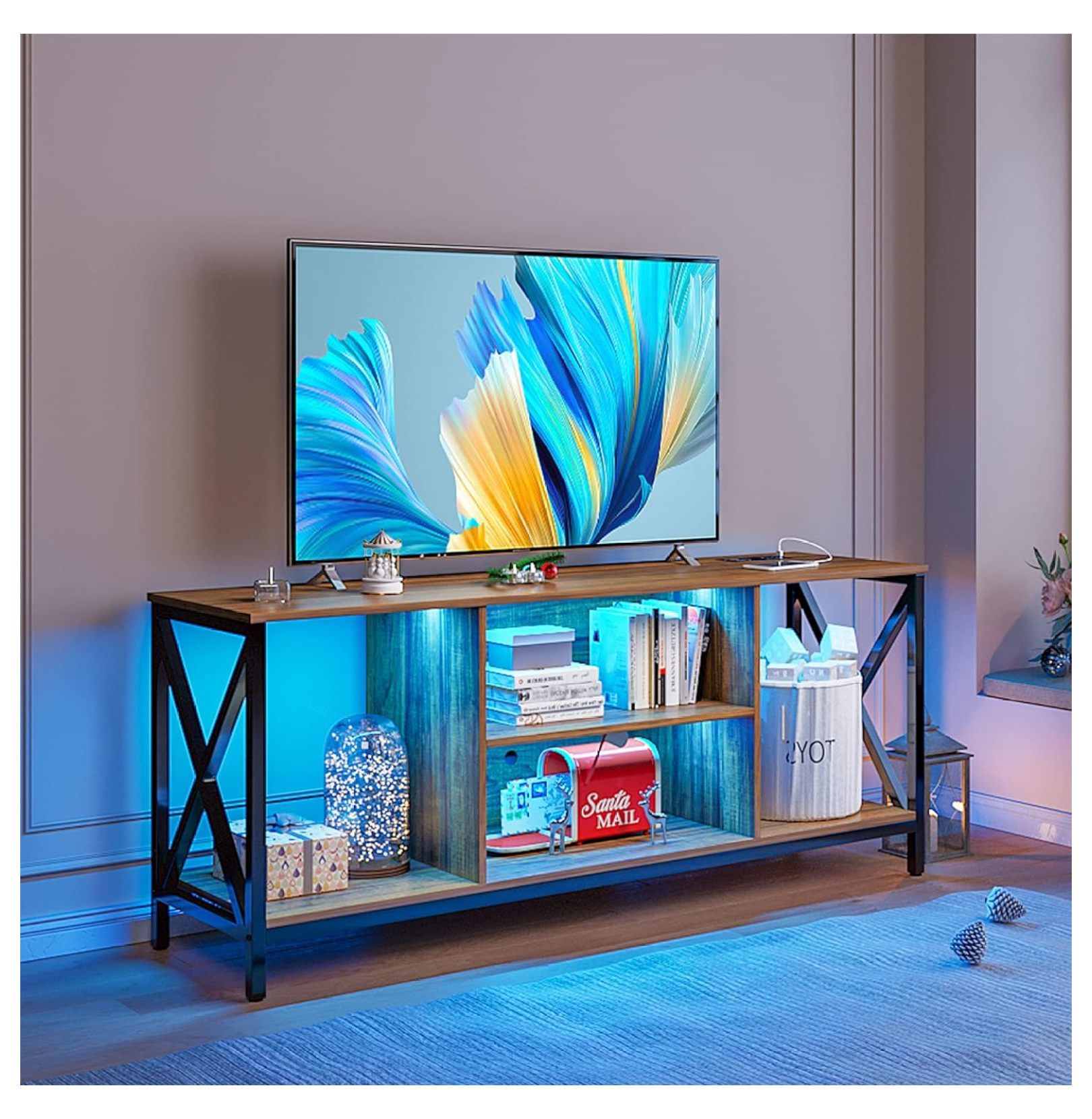 MOWENTA TV Stands for Living Room, LED TV Console with Wireless/USB