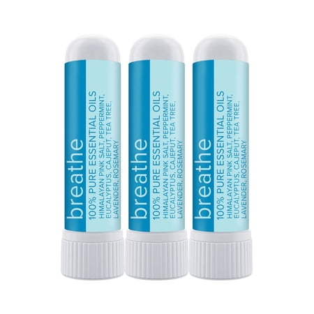 MOXE Breathe Himalayan Salt Nasal Stick Sinus Inhaler with Eucalyptus Essential Oil, 3-Pack