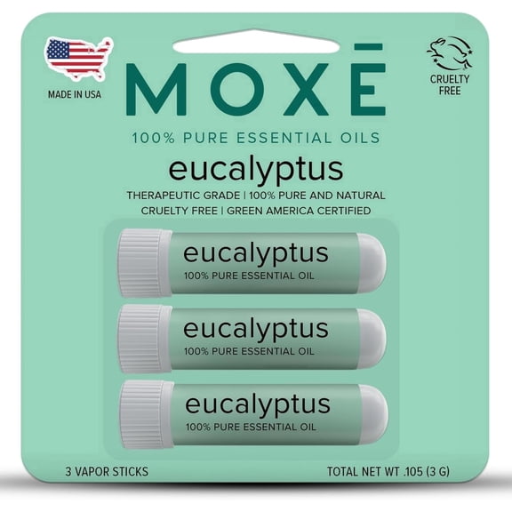 MOXE Nasal Stick Inhaler Eucalyptus Essential Oil Scent , 3 Pack