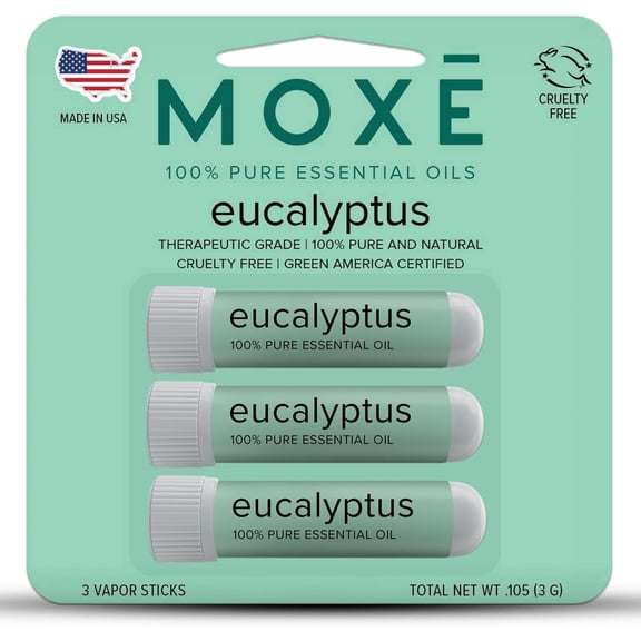 MOXE Nasal Stick Inhaler Eucalyptus Essential Oil Scent , 3 Pack