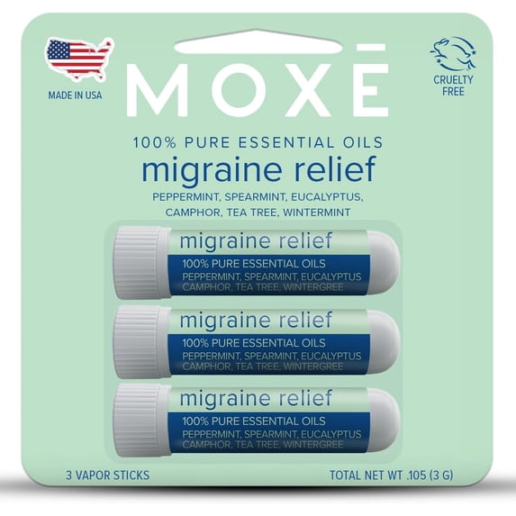 MOXE Migraine Relief Nasal Stick Nasal Inhaler Essential Oil Aromatherapy For Headache Relief 3 Pack
