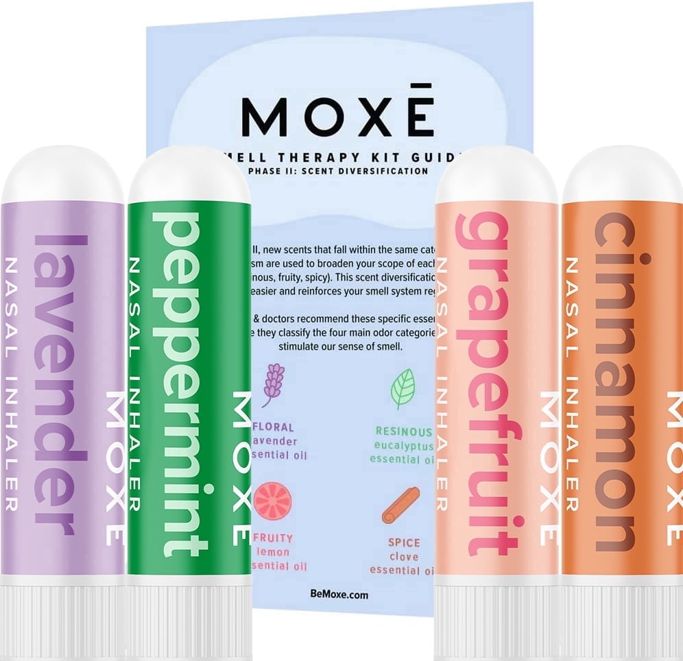 MOXE Nasal Stick Inhaler Lavander, Peppermint, Grapefruit and Cinnamon Scent Kit Phase II Scent Diversification Essential Oil Scent