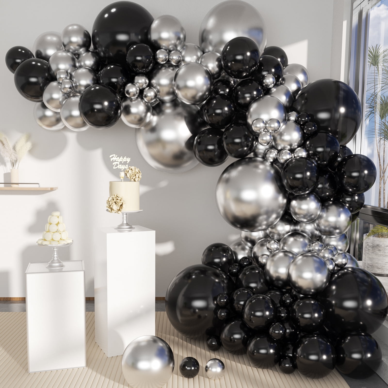 MOXMAY Silver Blue Balloon Garland Kit Confetti Latex Balloons Baby ...