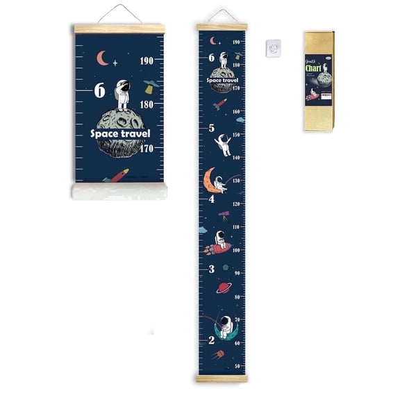 MOXOXKY Kids Space Growth Chart, Heavy-Duty Canvas, Removable Waterproof for Wall Decor
