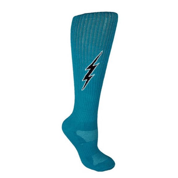 MOXY Socks Black Knee-High Lightning Electric Insane Bolt Teal With Black Youth Size Socks