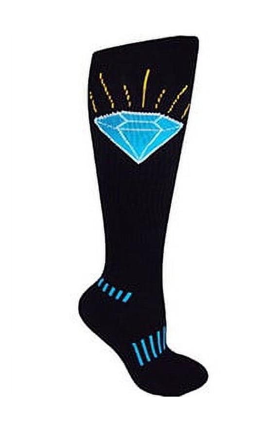 Black Knee-High The Brilliant Sapphire Blue Diamond Fitness Deadlift Socks