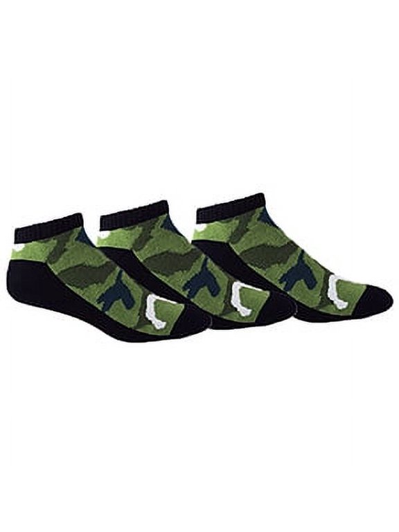 Black with Army Green CAMMO AMMO Tactical No-Show Performance 3-Pack