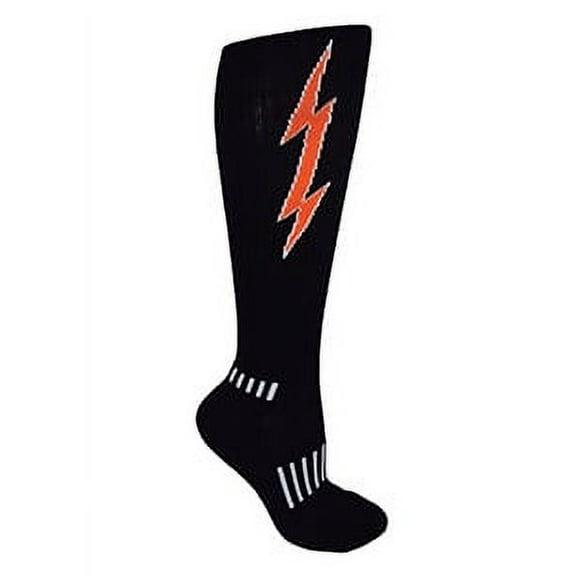 MOXY Socks Black with Atomic Orange Knee-High Insane Bolt Deadlift Socks