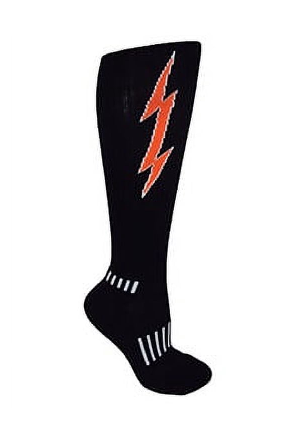 Black with Atomic Orange Knee-High Insane Bolt Deadlift Socks