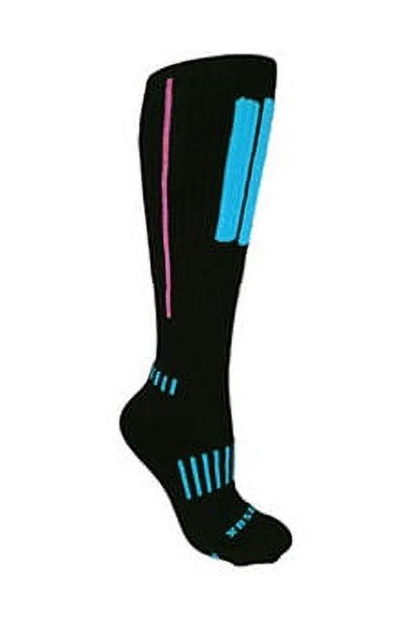 Black with Cyan and Hot Pink Performance APeX Fitness Deadlift Socks