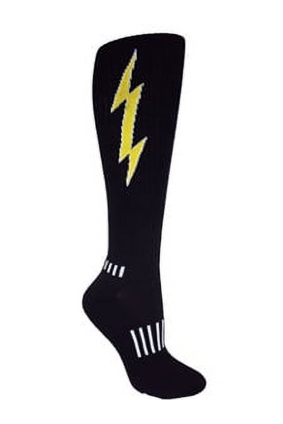 Black with Electric Yellow Youth Knee-High Insane Bolt Mudrun Socks