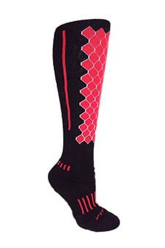 Black with Fire Red Premium Deadlift HELIX Fitness Knee-High Socks