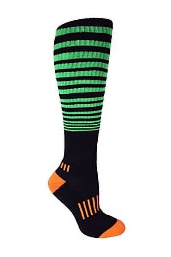 Black with Lime Green/Orange Knee-High Premium The Force Fitness Deadlift Socks