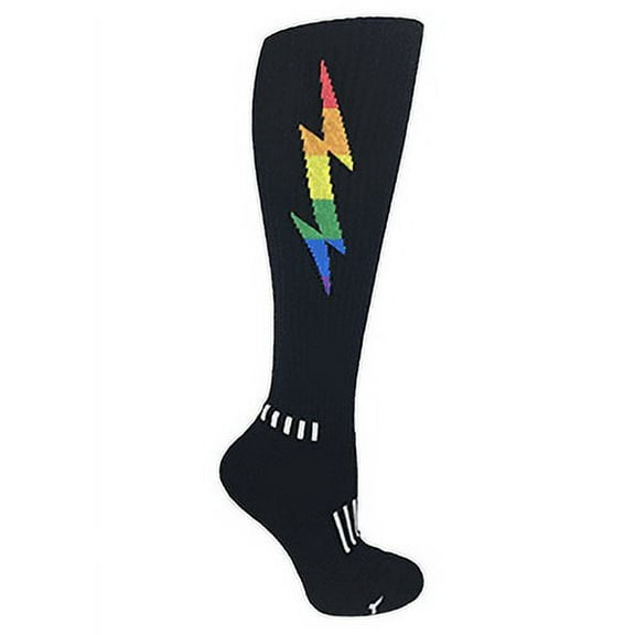 MOXY Socks Black with Rainbow Knee-High Insane Bolt Deadlift Socks