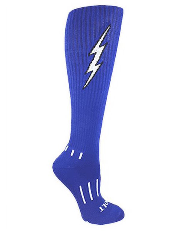 Blue with Black Knee-High Lightning Electric Insane Bolt Deadlift Socks