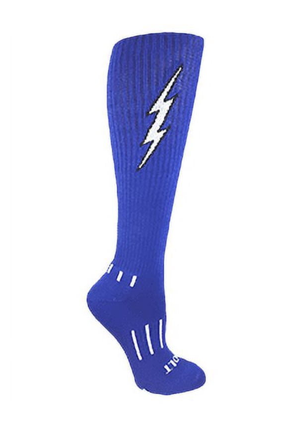 Blue with Black Knee-High Lightning Electric Insane Bolt Deadlift Socks