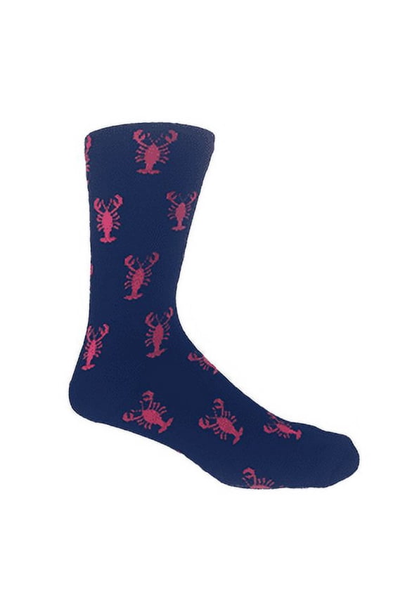 Blue with Pink Lovely Lobsters Woven Dress Crew Socks