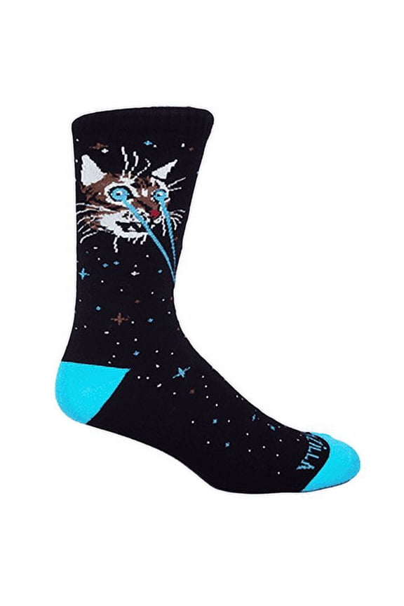 CATZILLA Black and Cyan Galaxy Mid-Calf Crew Performance Socks