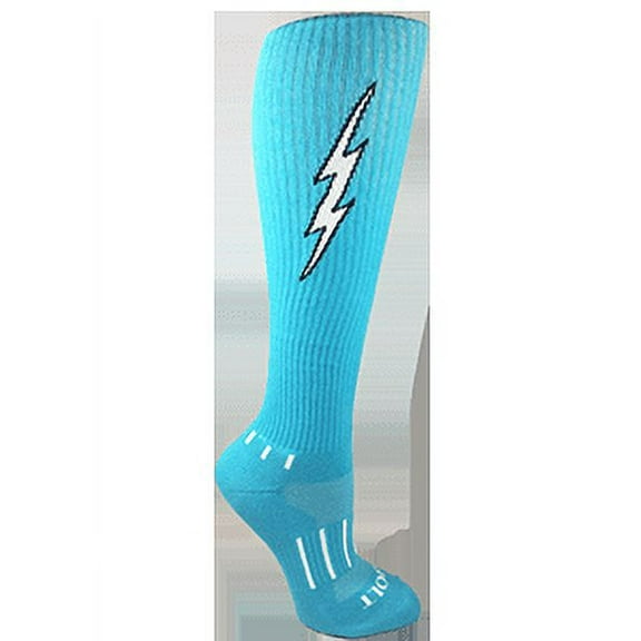 MOXY Socks Cyan Blue with Black Knee-High Insane Bolt Soccer Socks