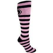 MOXY Socks Knee-High Black and Pink Striped Kettlebell Socks