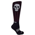 thumbnail image 1 of MOXY Socks Knee-High Black with Red Pinstripes Skater WAR SKULL Skater Socks, 1 of 2