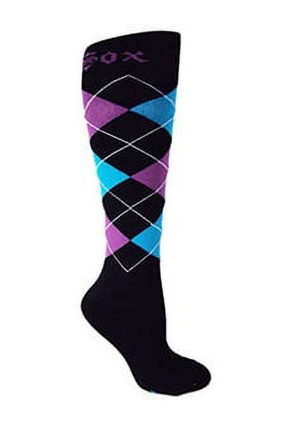 Knee-High Blue and Purple Argyle Fitness WOD Socks