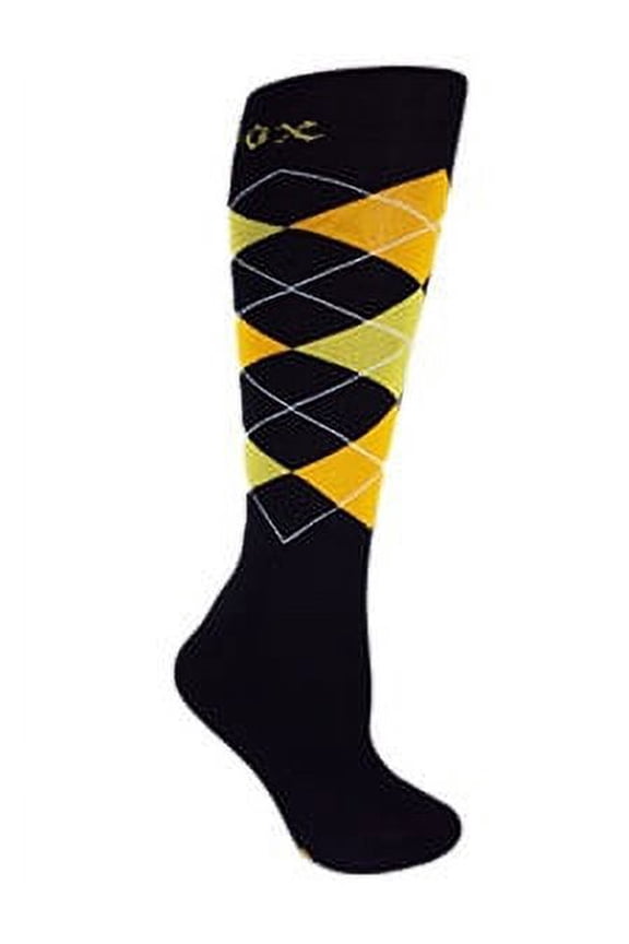 Knee-High Yellow and Gold Argyle Fitness WOD Socks