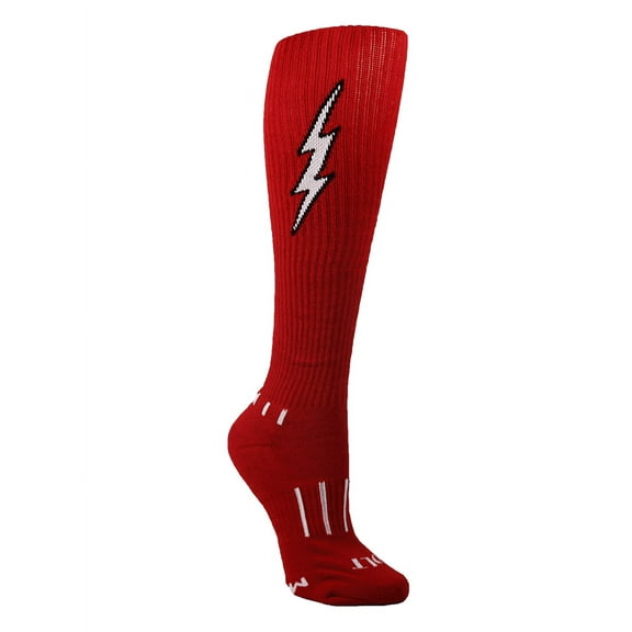 MOXY Socks Maroon with Black Knee-High Insane Bolt Soccer Socks