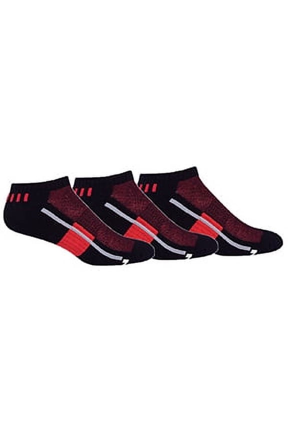 No-Show Performance AiRFLeX Yoga Socks 3-Pack, Black/Red/Grey