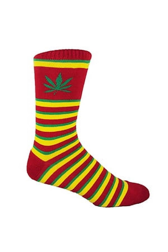 Premium Rasta Haze Skater Crew Socks, Red/Yellow/Green
