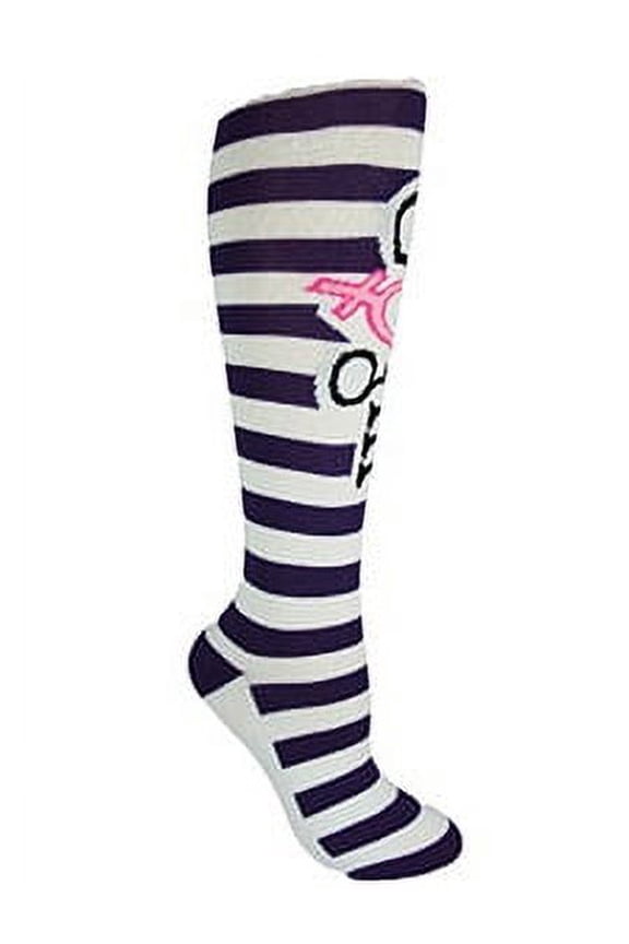 Purple and White Knee-High "GO Girl!" Fitness Deadlfit Socks