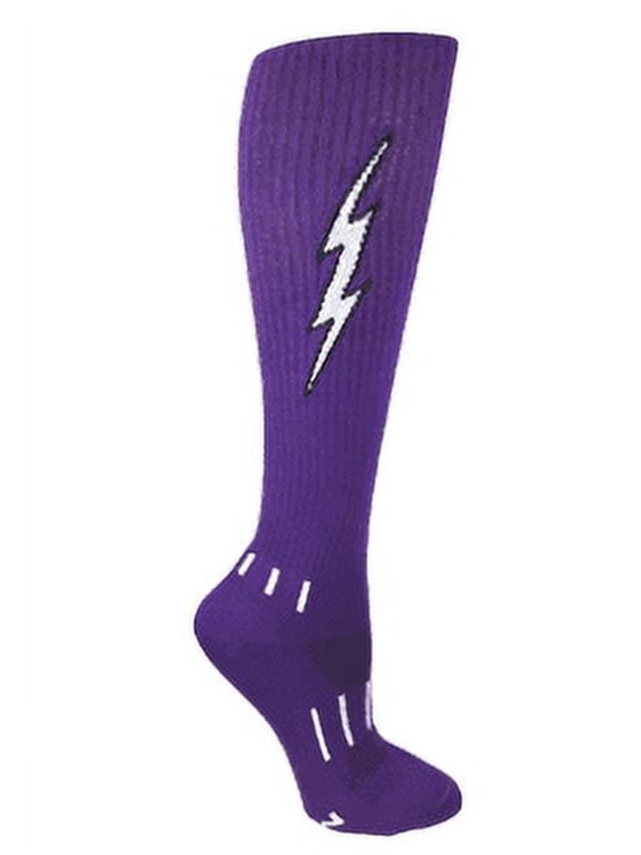 Purple with Black Knee-High Lightning Electric Insane Bolt Deadlift Socks