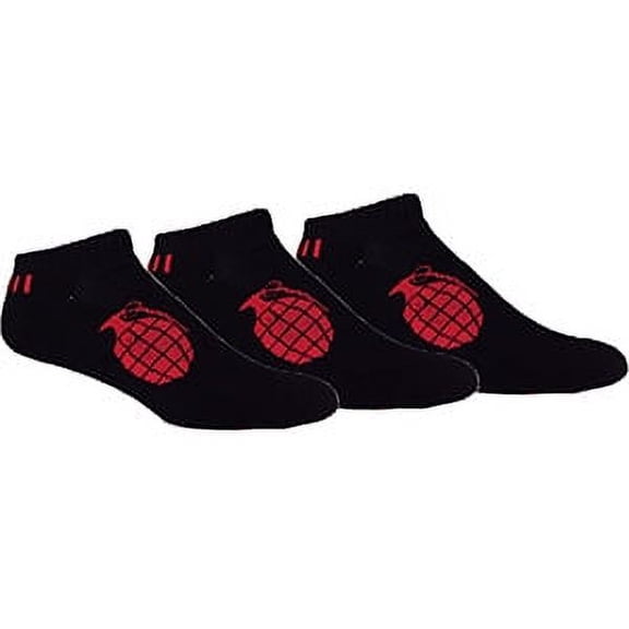 MOXY Socks THE Ultimate Grenade Black with Red Performance No-Show 3-Pack