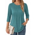 thumbnail image 1 of MOYIKO 3/4 Length Sleeve Womens Tops Round Neck T Shirts Pleated Tunic Summer Blouses Dressy Casual, 1 of 7