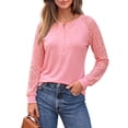 thumbnail image 1 of MOYIKO Blouses for Women Lace Tunic Tops Henley Casual Long Sleeve Shirts Trendy Clothes, 1 of 7