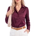 thumbnail image 1 of MOYIKO Button Down Shirts for Women Long Sleeve Stain Silk Collared Work Office Basic Business Dress Shirts Blouses Tops, 1 of 7