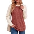 thumbnail image 1 of MOYIKO Color Block Long Sleeve Shirts for Women Crewneck Tunic Tops Casual Pullover Lightweight Sweaters Fall Outfits, 1 of 7