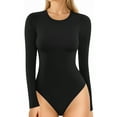 thumbnail image 1 of MOYIKO Crew Neck Long Sleeve Bodysuits for Women Round Neck Fitted Tops,Size S-XXL, 1 of 7