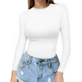 thumbnail image 1 of MOYIKO Slim Fitted Long Sleeve Shirts for Women Crewneck Tees Tight Basic Tops, 1 of 8