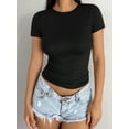 thumbnail image 1 of MOYIKO Crewneck T Shirts for Women Short Sleeve Slim Fitted Tees Basic Tight Summer Tops, 1 of 8