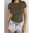 thumbnail image 1 of MOYIKO Crewneck T Shirts for Women Short Sleeve Slim Fitted Tees Basic Tight Summer Tops, 1 of 7