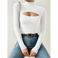 thumbnail image 1 of MOYIKO Cutout Front Mock Turtle Neck Long Sleeve Shirts for Women Fitted Tops Tees,Size XX-Large, 1 of 8