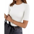 thumbnail image 1 of MOYIKO Half Sleeve T Shirts for Women Summer Trendy Crewneck Tops Spring Casual Slim Fitted Basic Tees, 1 of 7